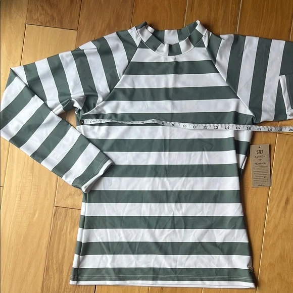 Albion Horizon Sage Long Sleeve Rash Guard Striped Swim - Picture 1 of 6